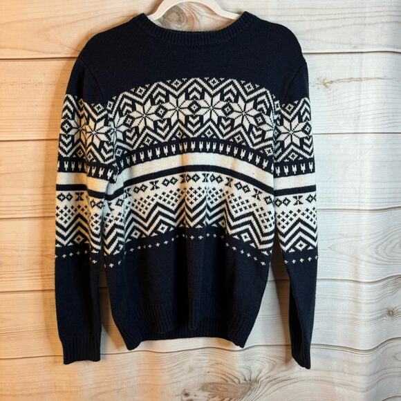 H2H Other - H2H Navy Blue Slim Fit Knitted Ugly Christmas Sweater Size Small
